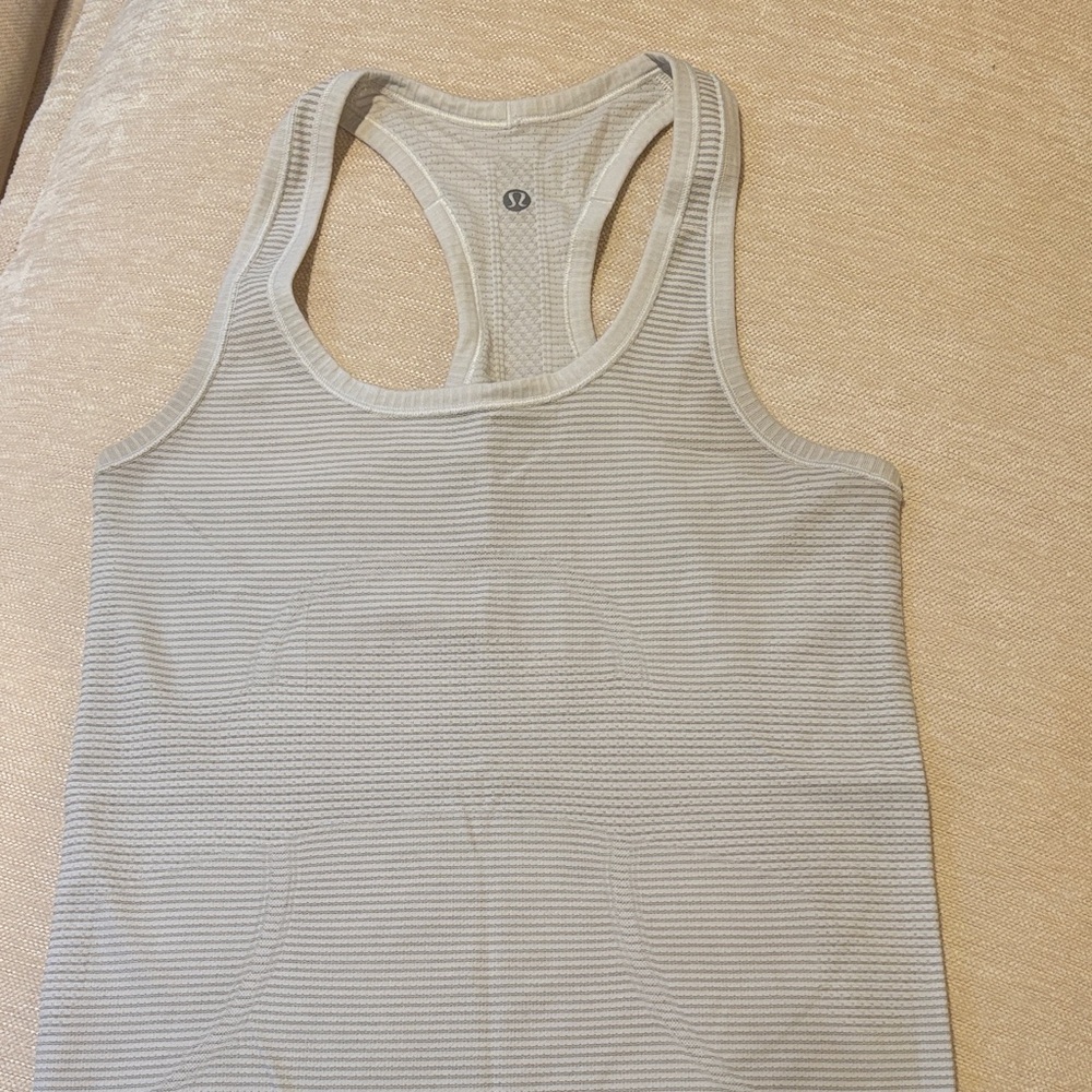lululemon athletica Cream Striped Tank Top